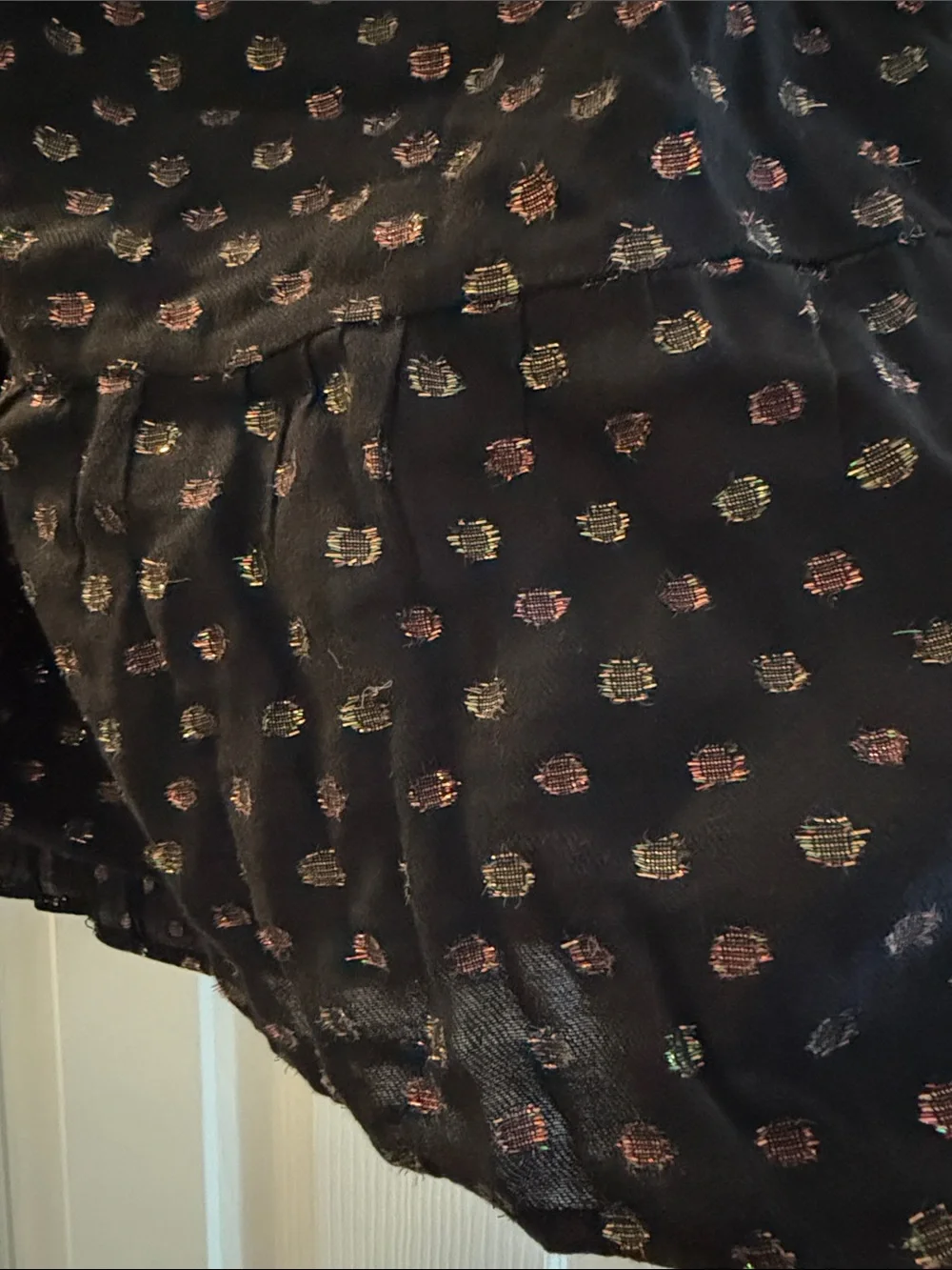 LOFT Black Floral Puff-Sleeve Peasant Blouse